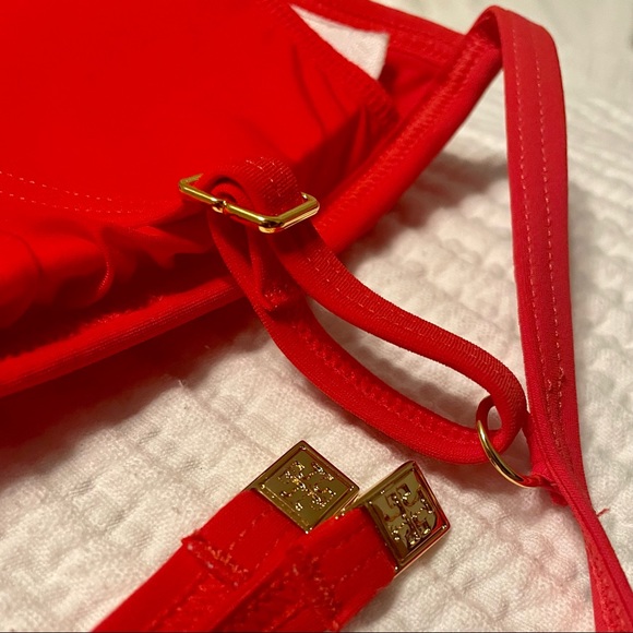 NWT Tory Burch Ruffe Bikini Top, Poppy, size M - Picture 4 of 6